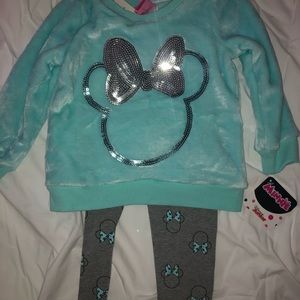Minnie Mouse toddler 2 piece set, never worn w tags, teal blue
